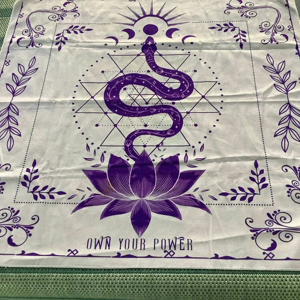 Own Your Power Snake Lotus Moon Phase Tapestry Wall Hanging Purple 29x28